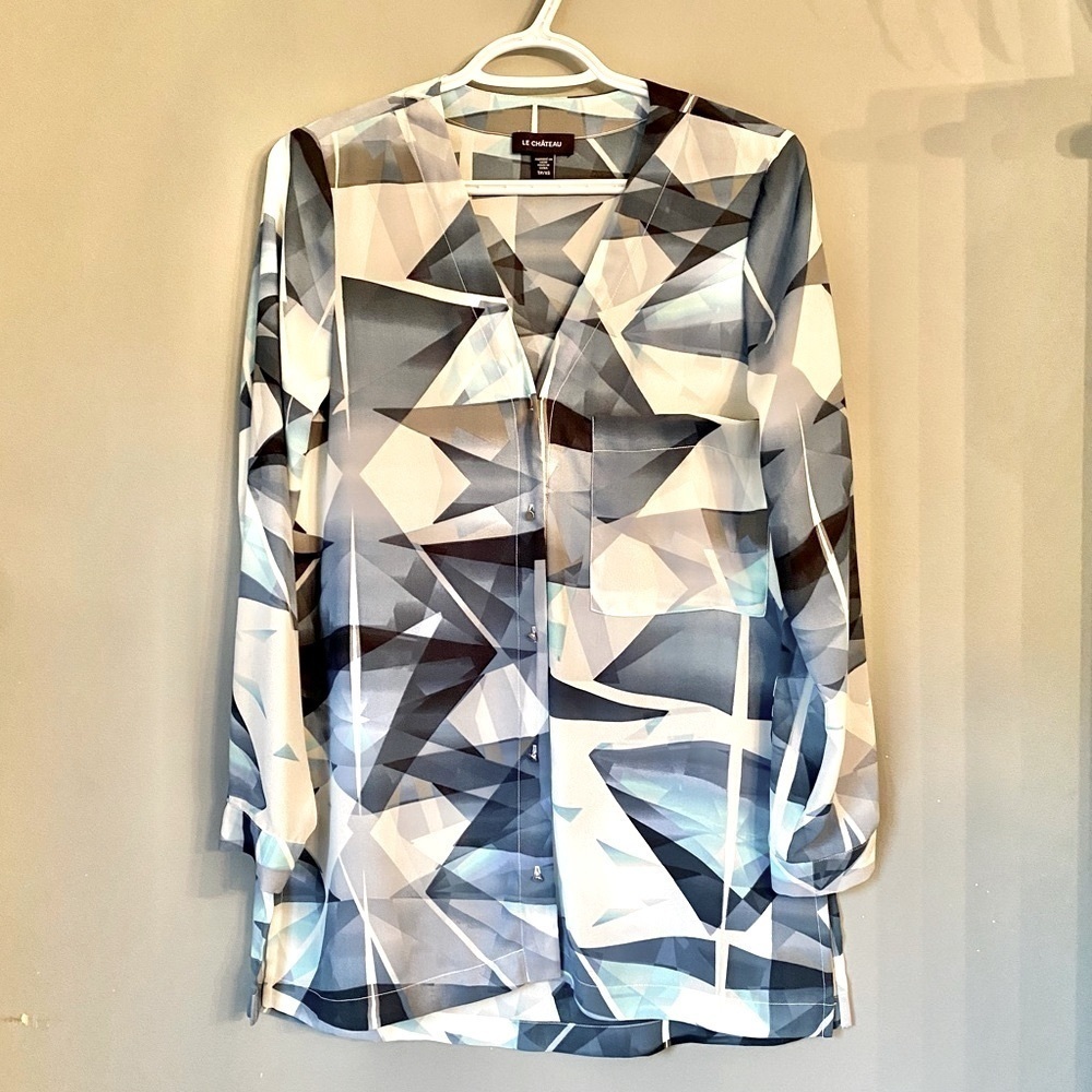 LE Chateau Geometric Pattern Blouse